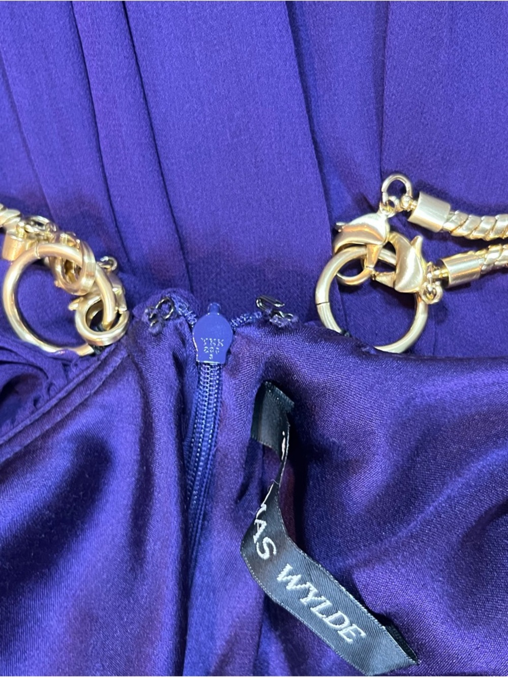 Thomas Wylde Purple Halter Midi Dress Gold Chain Straps Size Tag Missing - Picture 10 of 16